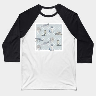 Border collie dog pattern grey Baseball T-Shirt